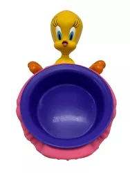 Vintage Looney Tunes Tweety Bird Pet Bowl Holder Applause Warner Bros Cereal.
