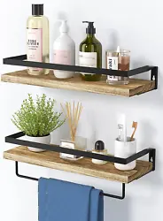 Besides, you can also detach the towel bar at your will. Made of solid paulownia wood, our floating shelves are as much...