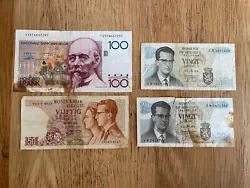 Lot Billet Belgique. 100 francs banque nationale de Belgique 50 francs royaume Belgique 19662*20 francs twintic frank...