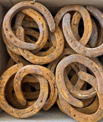 50 used really rusty horseshoes with nails