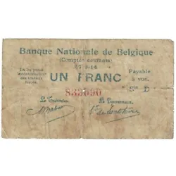 Belgique, 1 Franc type 1914, 27 Août 1914, Alphabet F, Pick 81 (Billets>Etrangers>Belgique). Billet, Belgique, 1...
