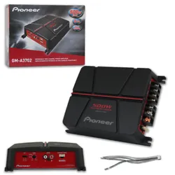 Car Audio 2-channel Class AB Amplifier. 3-way protection circuitry (thermal, overload, and speaker short protection). 4...