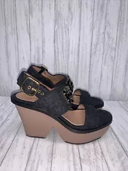 Womens Size 8 Marni Wedge Heels Grey Jeweled. See scuffs on heels in pics4” heel