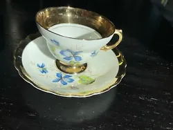 Excellent condition. One ROSINA BONE CHINA TEA CUP & SAUCER GOLD & FLORAL - ENGLAND. Inside shows very light or no...