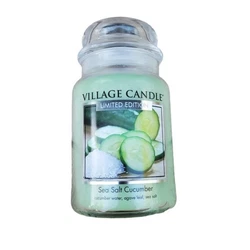 Cucumber Water, Agave Leaf, Sea Salt. Pretty light green wax.