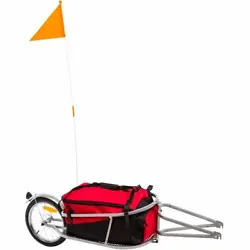 Includes a cargo storage bag with carrying handles, safety reflectors, an optional-use safety flag, and a rear wheel...
