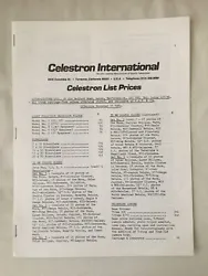 Vintage Celestron Telescope Price List 1980. Bit of pen writing on one page as per photo.Condition is Used. Dispatched...