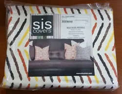 Sarsi Pattern. Full Size Futon Mattress Cover. Rich cream background with stripes of brown, black, orange and yellow....