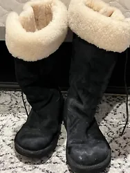 Ugg Australia Tall Upside Sherpa Black Boots Size 8 Lace Up. Very nice but could use a good cleaning see pics!!! I am...
