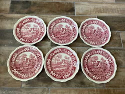 Vintage Copeland Spodes Tower Pink/Red Salad Plates 10 1/2 Mix Rare. Two plates Spode England TowerFour plates Copeland...