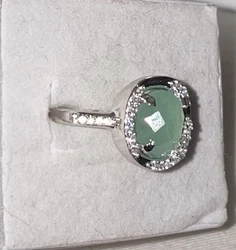 Ring Bomb Party RBP3105 Genuine emerald green quartz on rhodium sz 7 New.  New with bag and tag
