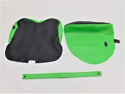 Luimoto Kawasaki Baseline Seat Covers Rider Passenger Lime Green/CF Black.