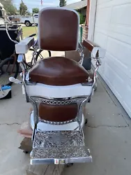 Koker Antique Barber Chair. Needs some TLC but in decent condition. Missing six screws. Please see pictures for full...