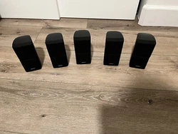 Used set of 5 Bose Lifestyle Double Cube Speakers Acoustimass Black. Speakers are bare wire connection type. Speakers...