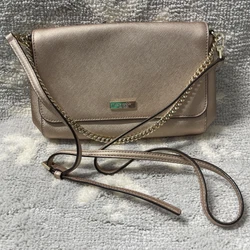 kate spade handbag rose gold metallic. L 9”W. 6 3/4”D. 2. 1/4 “ 21” strap drop