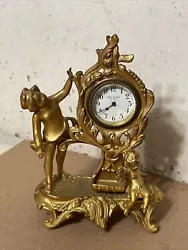 Beautiful Antique New Haven Novelty Desk Clock Mother Child Cherubs Art Deco. Being sold for parts or repair, it’s...