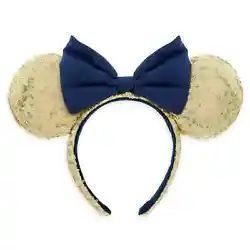 Soft padded Minnie Mouse ears. Part of the Walt Disney World 50th Anniversary Celebration Collection. Gold sequined...