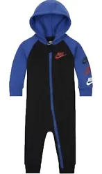 Nike Baby`s Futura Long Sleeve Full Zip Hooded Coverall (Game Royal/Black) 0-3M.