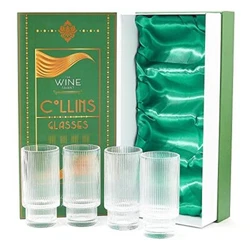 Unleash your inner mixologist by adding these Ripple Ribbed Gold-Rim Glasses to your bar. The ripple effect on these...