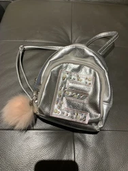 Justice Backpack Girls Silver Initial E.
