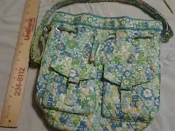 Very clean condition, no repairs Vera Bradley large tote ,shoulder bag. quilted Green, Blue, White with outer pockets &...