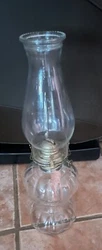 Vintage Double Bubble Clear Glass Oil Lamp w/ Globe. No chips or cracks. Excellent condition with the exception of some...