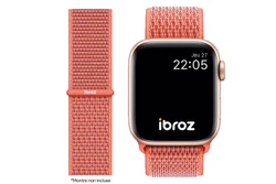 Ibroz Bracelet Nylon Loop Sport pour Apple Watch 7 / 6 / SE / 5 / 4 / 3 - 40mm - Nectarine. Bracelet idéal pour la...