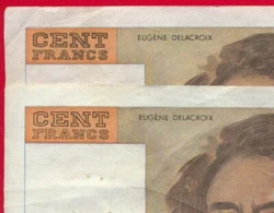 Fayette 68 - DELACROIX Type 1978 alphabet 3. Fayette 69 - DELACROIX Type 1978 Modifié alphabet 4. LOT DE 2 BILLETS DE...