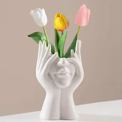 Nadong Ceramic Face Vases,White Flower Vases for Decor, 3.5