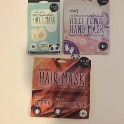Set of 3 Oh K! Korean Beauty 1- Hair mask 2 step- Hair mask treatment will cap1-Hand Mask- intense moisture violet...