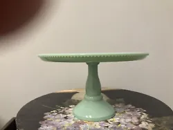 Mosser Jadeite Green Glass Cake Plate Pedestal 8