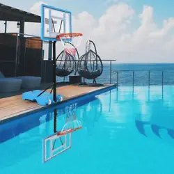 Durable all weather backboard. Backboard Size: 82 60cm. Simply fill the base with sand or water and the entire hoop...