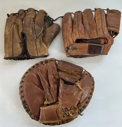 Vintage-Antique Baseball Glove-Catcher Mitt Lot. Wilson. Nokona. 2x baseball gloves1x catcher’s mittEstate lot. Sold...