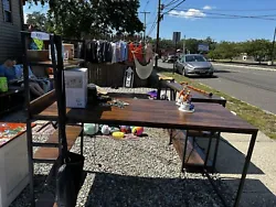 wooden desk with shelves attached to the topped. Yard sale until 6pm items on top aren’t included. Pickup only.