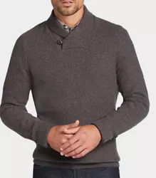 Joseph Abboud Button Shawl Sweater. 50% Wool 50% Nylon. Navy and Brown Color.