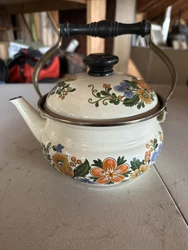 Vintage Enamel Tea Pot kettle Jardine Collection 1981 GAILSTYN-SUTTON Japan.