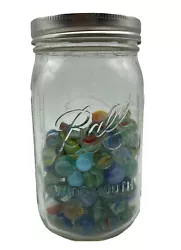 Marbles in Wide Mouth Ball Mason Jar - Qty (100) All Types Colors Vintage Cool. Condition is 