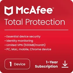 McAfee Total Protection is all-in-one protection -antivirus ,security ,identity, andprivacy protection for your...
