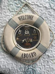 Welcome Aboard - Nautical Decorative Life Ring Buoy - Home Wall Decor. 13in
