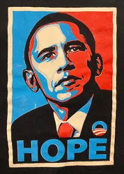Barack Obama HOPE Large Black T-Shirt Shepard Fairey Artist VINTAGE Gildan Great Pre-Owned conditionFamous imageSEE...