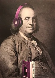 Ben Franklin Walkman. Limited Edition Print. Print on fine art 300 gsm paper in mint condition. Artist: Missing Piece.