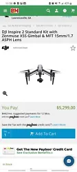 DJI Inspire 2 Standard Kit with Zenmuse X5S Gimbal & MFT 15mm/1.7 ASPH Lens and DJI CrystalSky 5.5