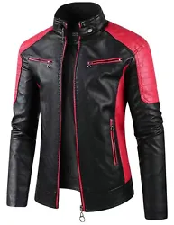 Elevate your style with this bold black and red leather jacket from X-Large. The striped pattern and biker style make...