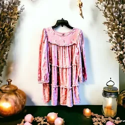 Girls 3-Tiered Long Sleeve Dress Size L Violet Cotton Rayon Cat & Jack Gift Dressy Occasion Party. New (I did wash and...