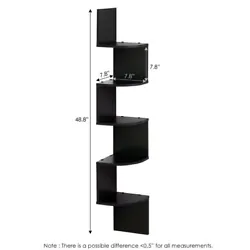 Furinno 5 Tier Wall Mount Floating Corner Shelf makes space utilization possible from any corner. Creative design...