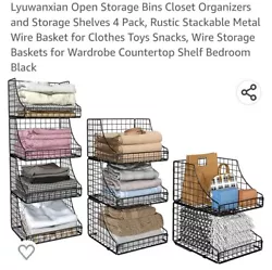Lyuwanxian Open Storage Bins Closet Organizers and Shelves 4 total Black #608