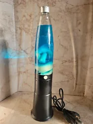 Vintage Lava Lamp 19” ~ Space Rocket Style ~ Blue Liquid ~ Light color wax For Parts. Working before bulb blew. Cord...
