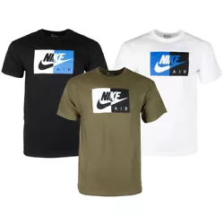 Nike Air Mens Short Sleeve Color Blocked Logo Athletic Graphic T-Shirt Black M.