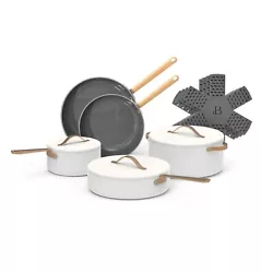 Beautiful 12pc Cookware Set, White Icing, by Drew Barrymore. Free from Forever Chemicals, the Beautiful 12 pc Ceramic...