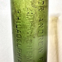 This bottle is embossed with ‘Dr. Andrew F. Lippi Mfg. Chemist Philadelphia USA’ and ,Capacity 16 oz’.